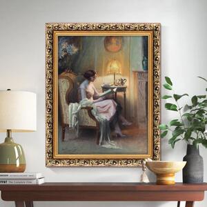 世界名画法国复古唯美装饰画美式竖版壁画玄关走廊客厅挂画仿油画