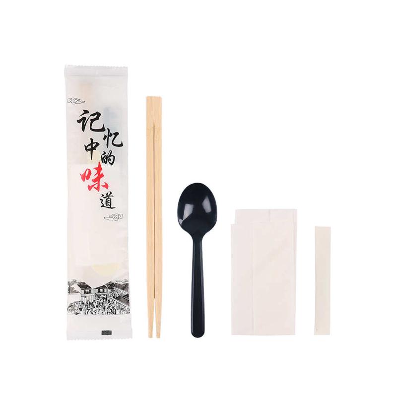一次性筷子四件套饭店商用便宜竹筷牙签勺子纸巾外卖套装新品