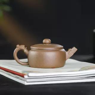 宜兴原矿紫砂 手工茶具 大口盖老段泥龙头壶220毫升家用茶具