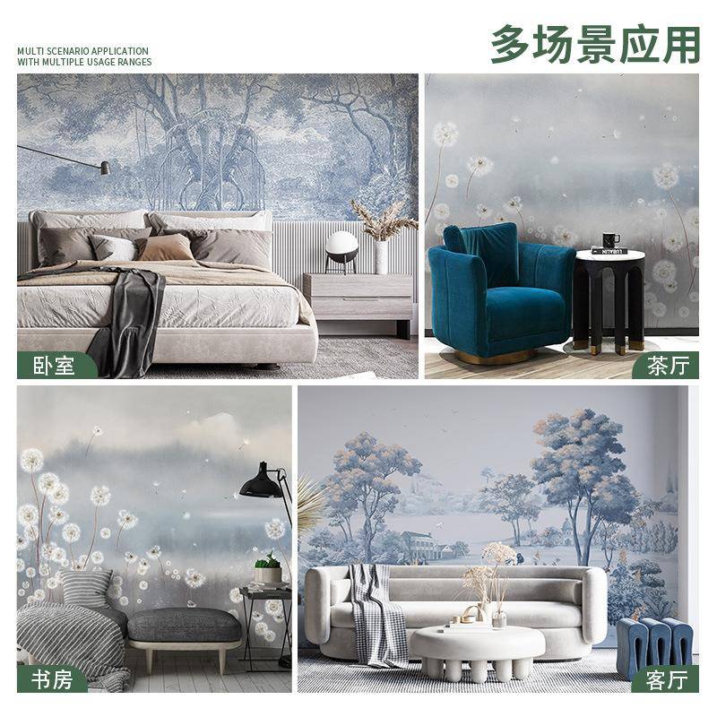 酒店大堂背景墙翻新加厚壁画防水自粘墙纸壁纸自贴墙贴厂家
