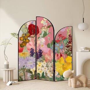 可折叠移动折屏 饰小红书同款 法式 中古屏风隔断客厅入户遮挡沙发装