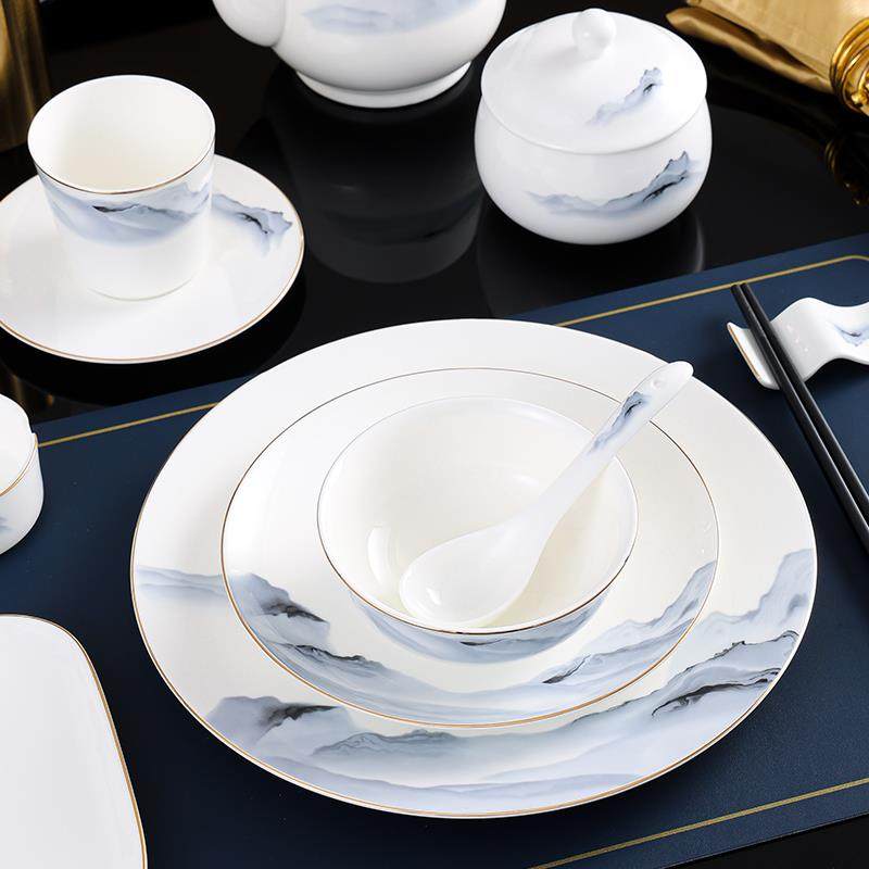 新中式陶瓷酒店摆台餐具套装餐厅会所公司包厢高档骨瓷碗碟套装,餐饮具,盘,淘宝优惠券,粉丝福利购,淘宝优惠卷