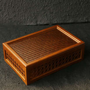 精品浙工老师傅纯手工制作长方形复古风茶具收纳盒竹制文玩摆放台