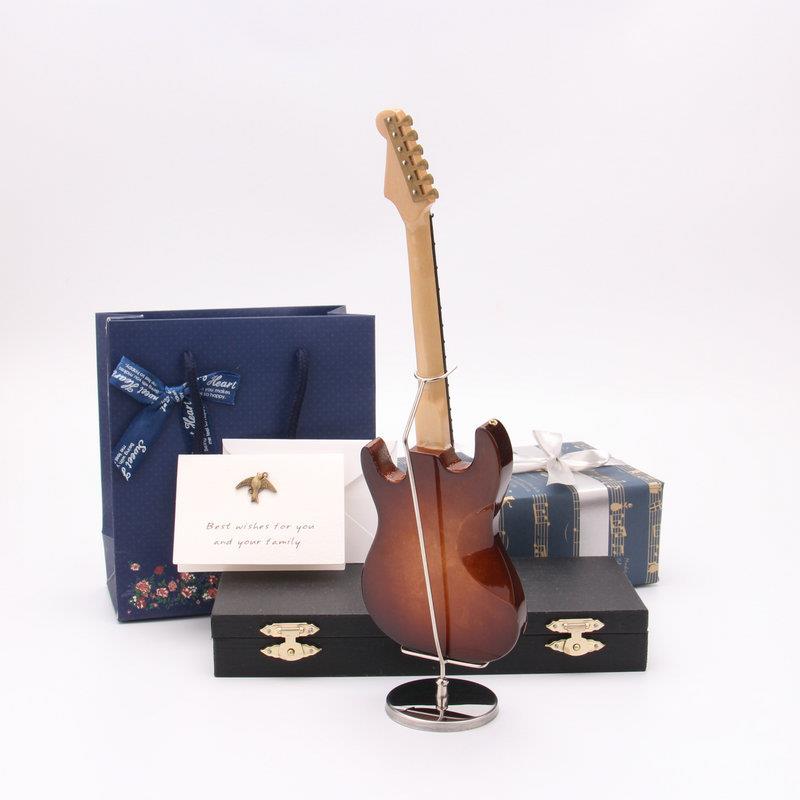 迷你电吉他模型摆件生日聚会摆件木质工艺品圣诞树挂件电贝斯模型