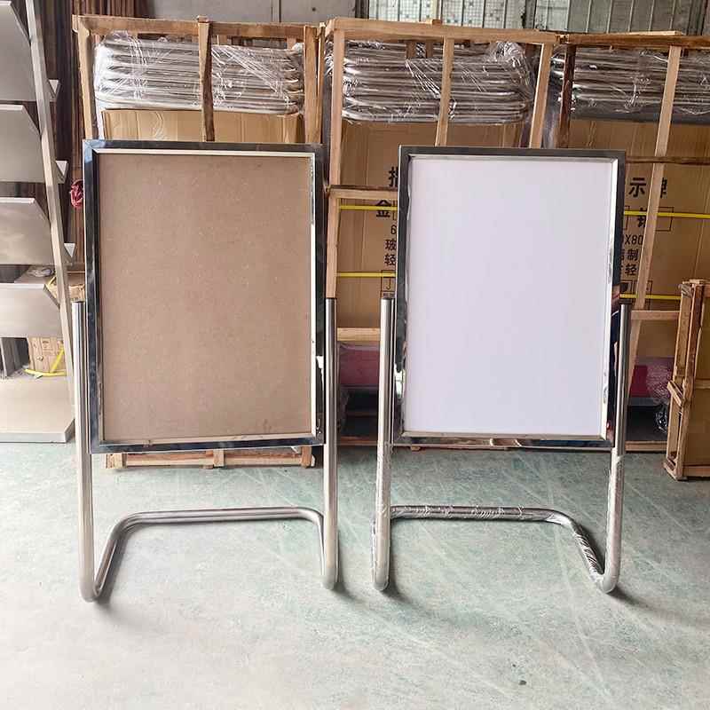 不锈钢广告牌L型脚水牌海报架酒店迎宾立牌加厚指示牌金属导向牌