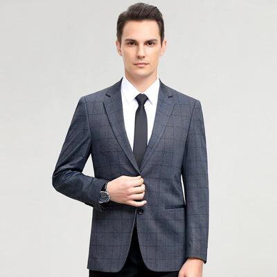 春秋季薄款西男士休闲西5553服韩版上身帅气商务格子装衣外套修潮