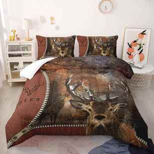 胖被子数码 印花羽丝棉被芯动物鹿森林夏被外贸双人被