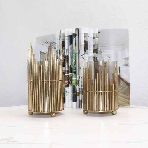 现代轻奢高级金边玻璃花瓶摆件客厅插花干花电视柜餐桌家居装饰品