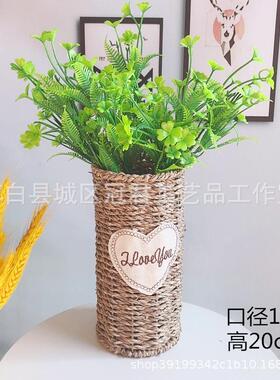花瓶批发编织花篮水草装饰摆件