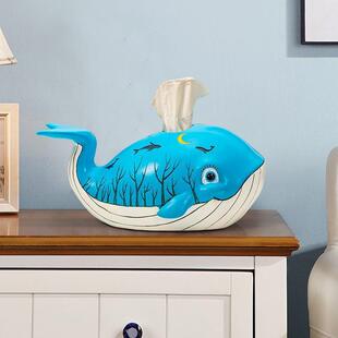 摆创意鲸客厅卧室餐痕朵麦10厅通纸巾盒家用桌面可爱卡儿鱼童房装