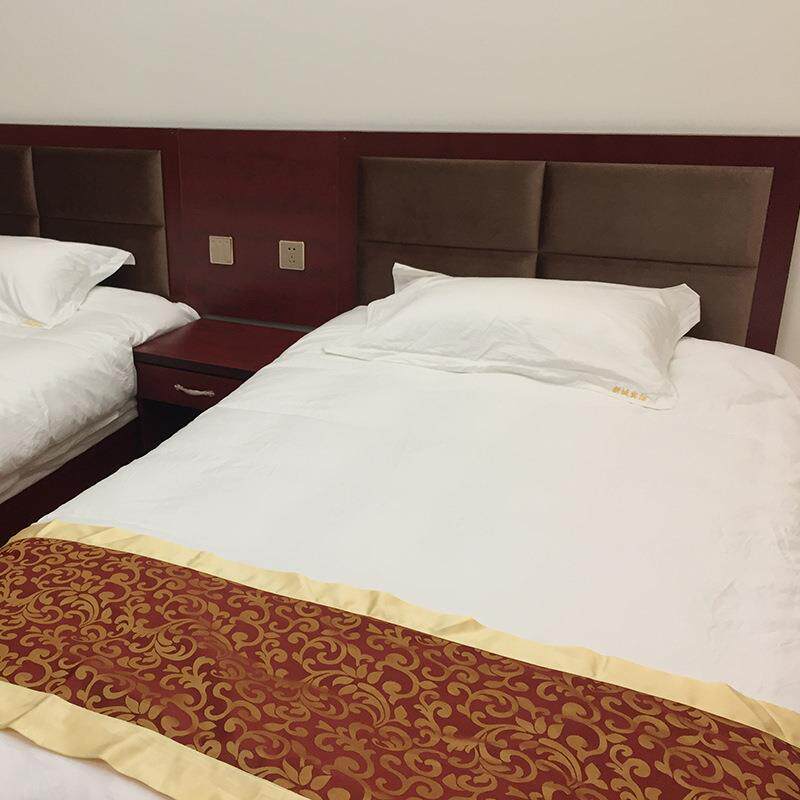 简约1米2标准间床柜板式床复合多层板酒店家具宾馆床家具两床一柜