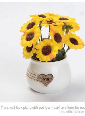 Artificial Sunflower Pot Bonsai Realistic Potted Flower