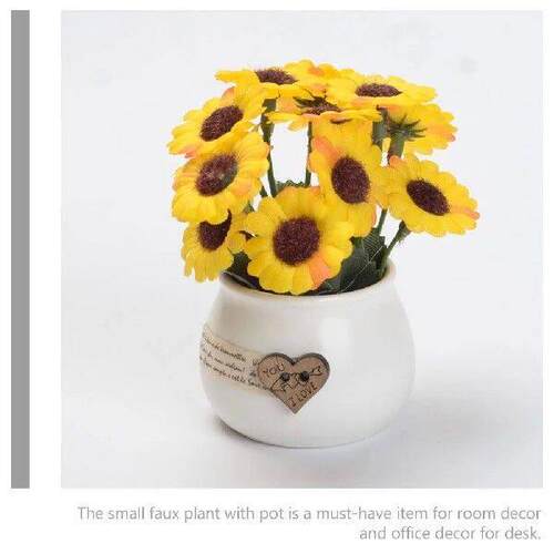 Artificial Sunflower Pot Bonsai Realistic Potted Flower