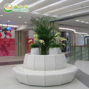 商场玻璃钢休闲椅创意美陈异型花盆组合座椅公共空间烤漆凳子