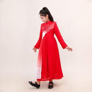 高档疆万儿舞蹈演童服灯火里中国女童心向党学生诗歌朗诵合唱表演