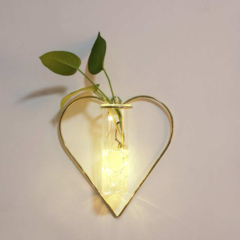 装饰清花瓶铁北欧试管壁饰玻璃 小瓶ins壁挂插花艺植悬挂新绿水培