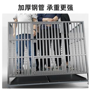 不锈钢折叠狗笼中型犬狗笼子带厕所方管室内边牧宠物金毛中大型犬
