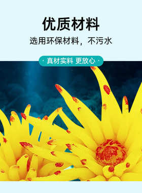 水族馆鱼缸硅胶珊瑚海葵植物装饰精品模拟植物装饰品饰品黄色白色