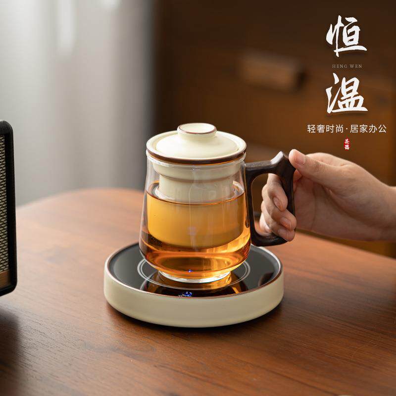 玻璃茶水分离陶瓷恒温加热杯垫家用马克杯个人杯底座智能保温神器