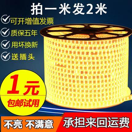 LED灯带2835双排客厅吊顶220v防水户外超高亮5730双排120珠软灯条