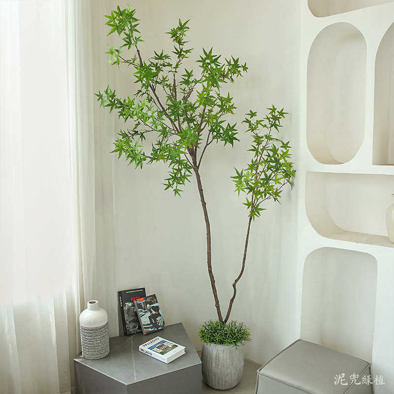 仿真绿植迷你枫叶树假绿植新中式侘寂风室内装饰大型落地摆件盆景