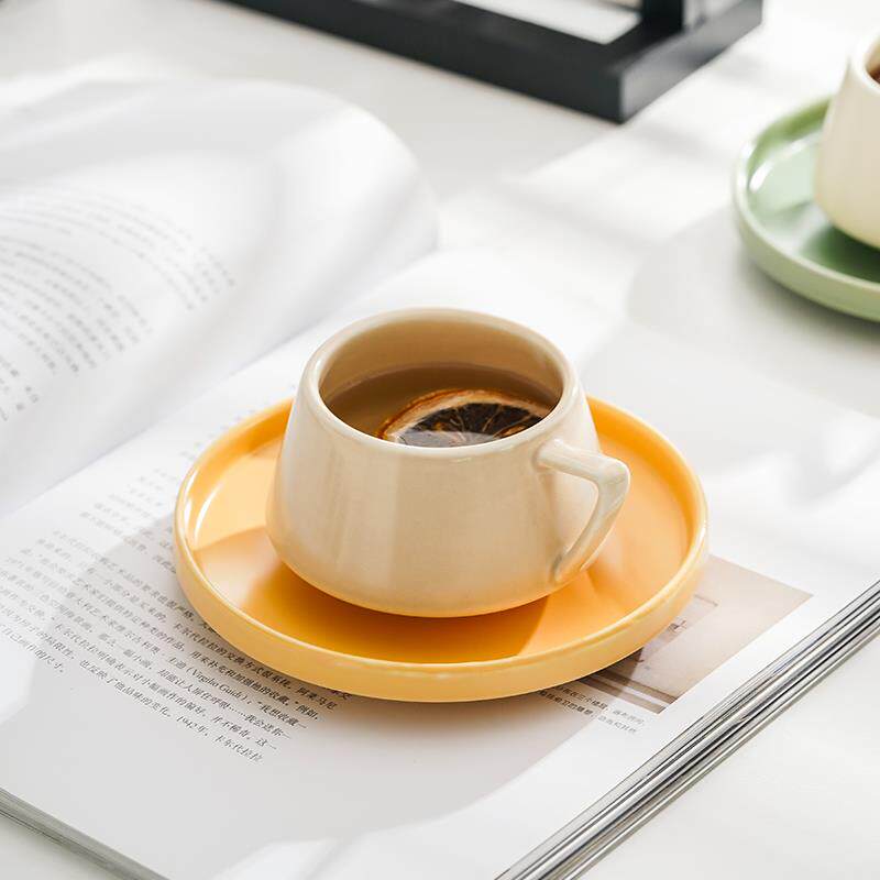 撞色咖啡杯碟套装小号陶瓷杯意式浓缩杯子高档精致下午茶餐具小众