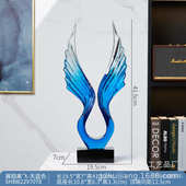 高档礼品工艺品送礼透明玄关乔迁电视柜家居树脂展翅大鹏装 饰摆件