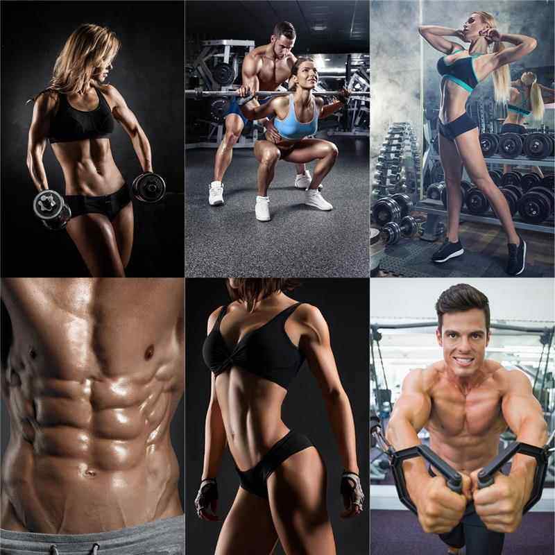 健身海报墙贴励志装饰画健美美女马甲线肌肉男女图片宿舍壁纸墙画