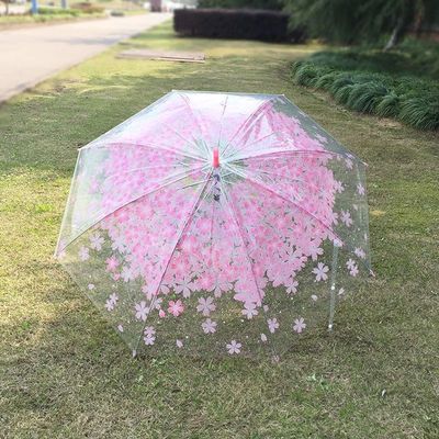 现货速发全自动长柄花伞透明雨伞小清新学生创意舞蹈伞表演直柄伞