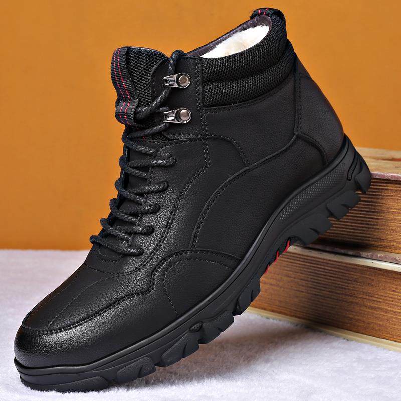 正品冬季棉鞋男皮羊毛加厚防保真男士棉皮鞋暖户外登山滑男鞋加绒