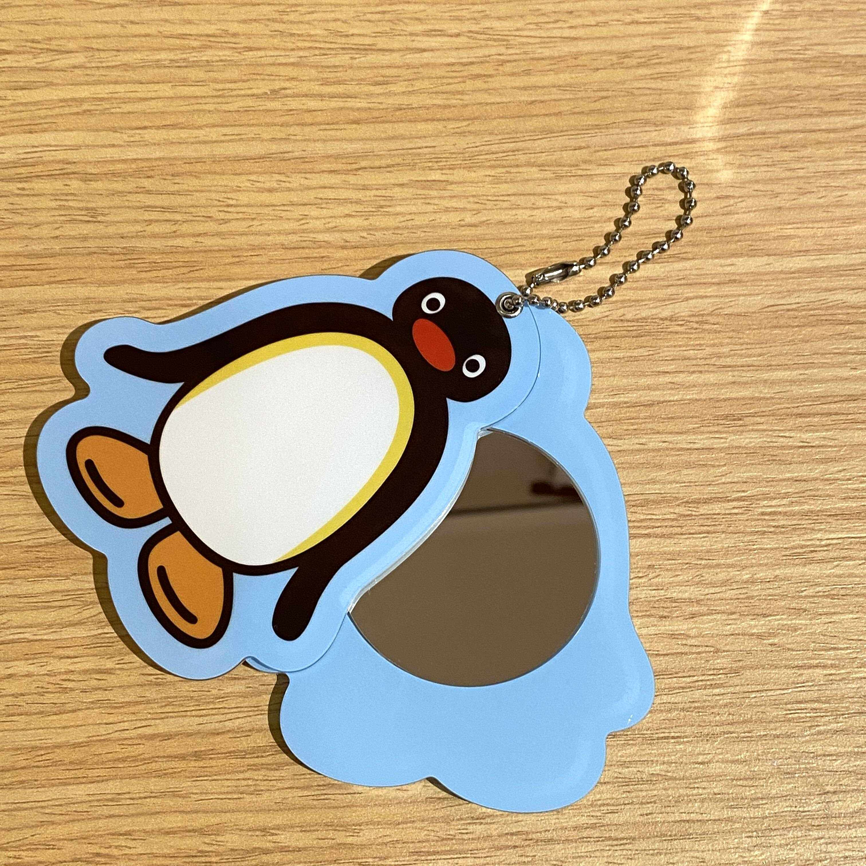 pingu企鹅亚克力镜子可爱便携学生梳妆镜小号补妆镜折叠化妆镜