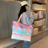 健身包干湿分离大容量炫彩珠光棉收纳包运动轻便出差手提旅行包袋