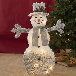 饰用品80厘米90厘米120厘米植绒发光雪人场景布置道具摆件 圣诞装