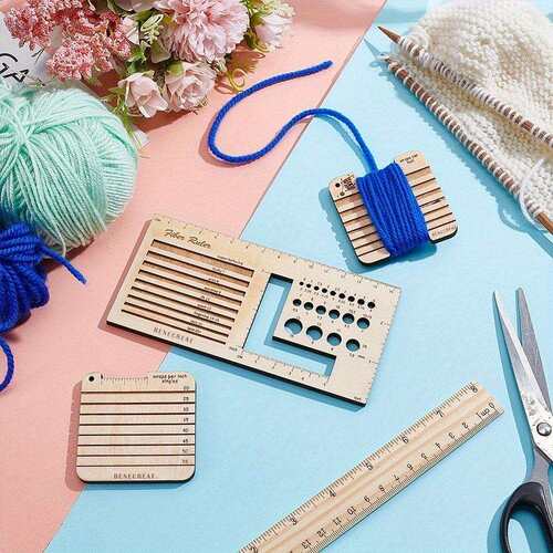 亚马逊新款木制针织量尺 knitting Needle Gauge 方形针织工具