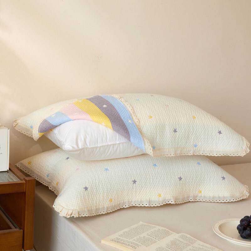 枕巾纯棉可固定一对装全棉纱布枕头巾轻奢高级感防头油绑带防脱落