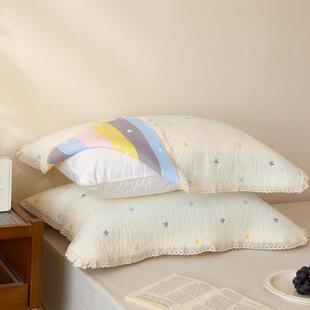 枕巾纯棉可固定一对装全棉纱布枕头巾轻奢高级感防头油绑带防脱落