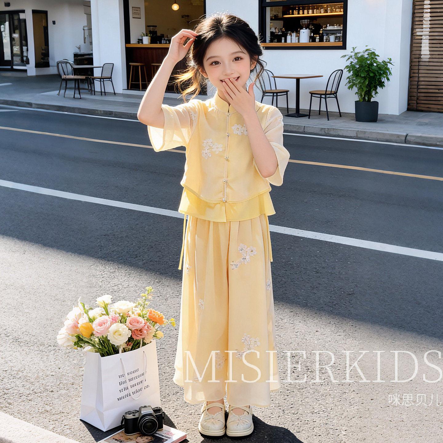 2026超火新款女童夏装国风套装儿童新中式汉服女孩中袖裙裤唐装夏