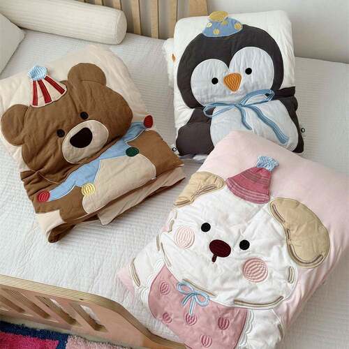 A类可拆洗全棉针织棉小黑被冬被单人可爱风儿童被芯保暖被套枕套