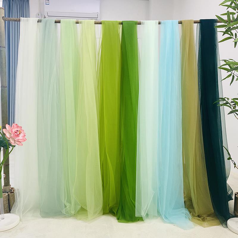 绿色纱幔网纱布料幼儿园环创毕业装饰中式荷花节场景装饰布置软纱