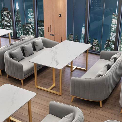 北欧网红奶茶店咖啡西餐厅双人休闲接待洽谈酒吧卡座沙发桌椅组合