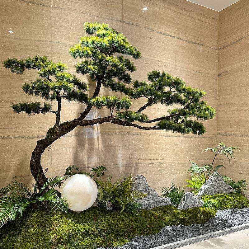 迎客松仿真树大型假树新中式造景室内外酒店橱窗装饰绿植松树摆件