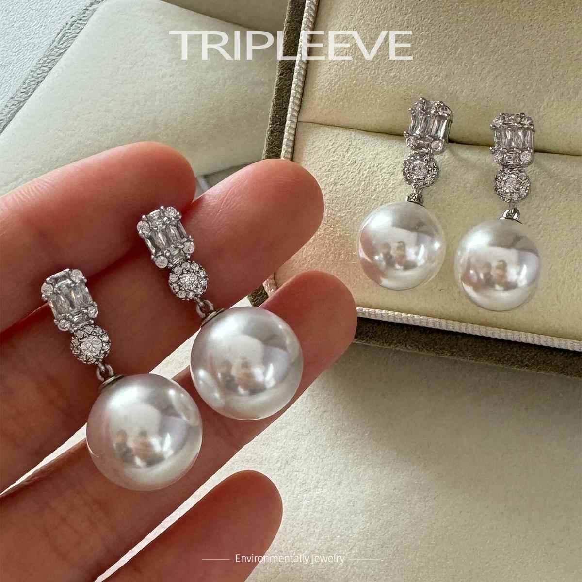 耳夹也巨好用！高奢戴妃款钻澳白珍珠耳钉s925银针蚊香盘耳夹耳坠