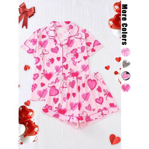 B 60432 Heart print home wear set 爱心印花家居套装