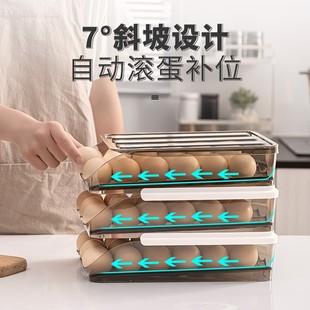 鸡蛋收纳盒 创意家用大容量鸡蛋盒厨房可叠加冰箱鸡蛋架自动滚蛋式