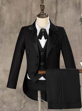 儿童礼服燕尾服男童小西装套装2025新款男孩主持人钢琴西服演出服