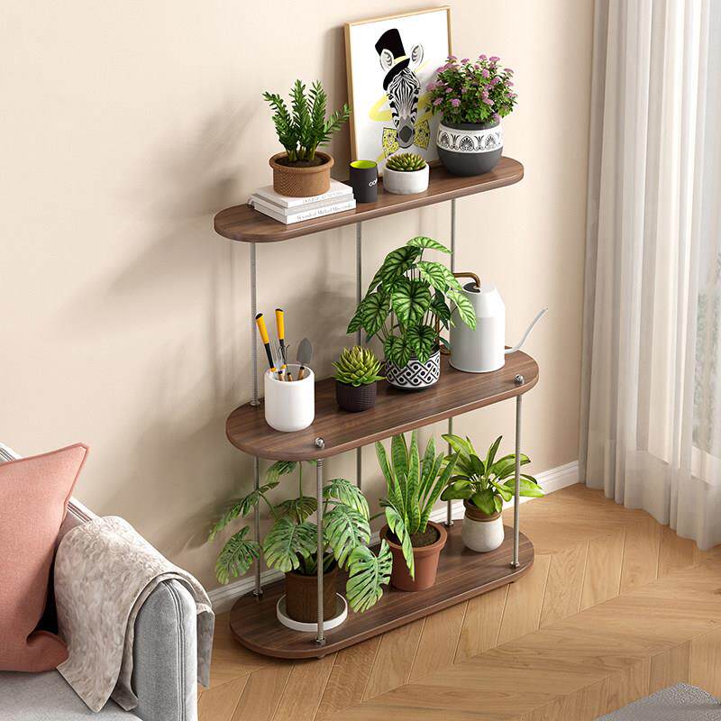 2025新款花架阳台置物架实木多层架子客厅落地式不锈钢铁艺植物架