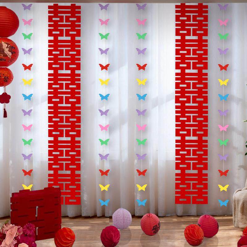 婚房布置六连喜字结婚挂件长条囍字套装蝴蝶拉花卧室客厅装饰婚礼,节庆用品/礼品,拉花,淘宝优惠券,粉丝福利购,淘宝优惠卷