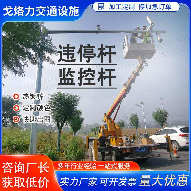道路监控杆违停杆枪机电警杆户外立柱杆电子摄像L型悬臂式