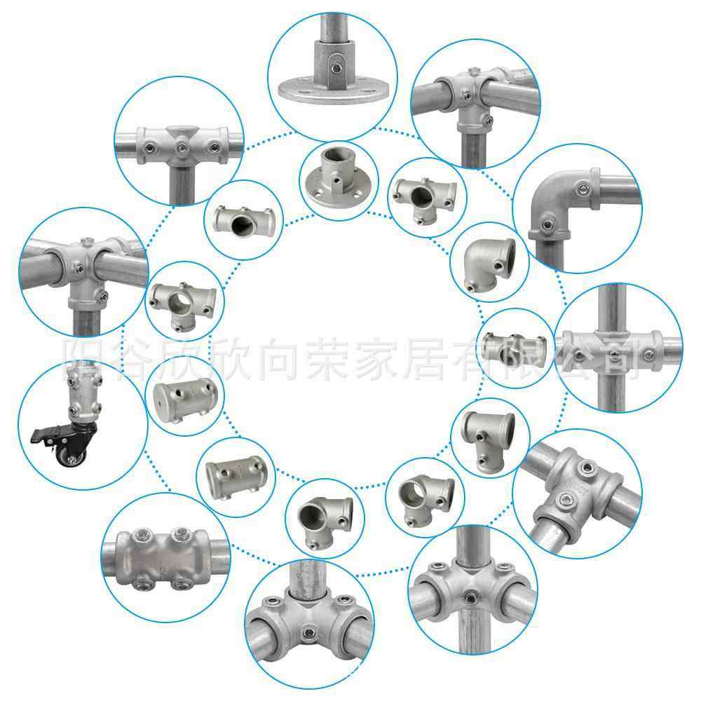6装1圆管铝寸合金连接件钢管免焊接固定个FDA件大棚架货架框紧固