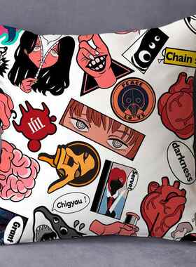 高档电锯人链锯人ca头nsaw man周边炎拳藤本树定制动漫i抱h枕套靠